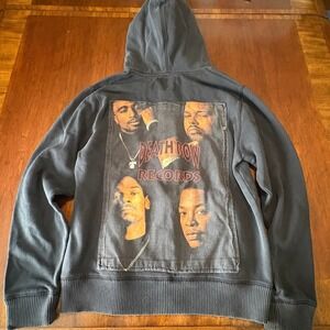 Death Row Records Hip-Hop Zip Hoodie — Black — Adult Medium